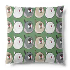 おきらくハウス🏠の文鳥モチ3（グリーン） Cushion