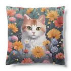 FLOWERアニマルのロココFLOWERキャットコスモス Cushion