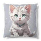 yoiyononakaの虎縞白猫04 Cushion