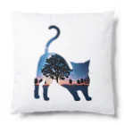 猫との風景の星空と猫_007 Cushion