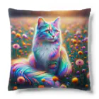 momonekokoの虹色に輝く優雅な猫 Cushion