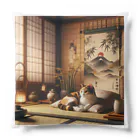 EMAKIの和紋様 x 猫　竹と猫の和室 クッション
