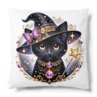 黒猫ギャラリー🐈‍⬛の黒猫の魔法使い Cushion