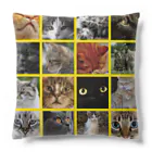 funny-boneの猫にゃ パッチワーク風 cat patchwork イエロー yellow Cushion