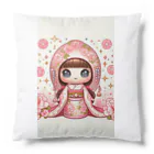 ぷぷオレンジのキラキラ花ミックスこけしちゃん Cushion