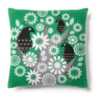 echicaのGreen Tree Black Bird Cushion