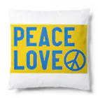 サトオのウクライナ色PEACE LOVEピースマーク（Peace symbol） Cushion