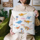 fumimicreativeの白亜紀のメジャーな恐竜達　80年代風レトロポップ Cushion