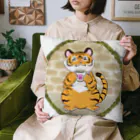 Torafare(yamachaYuka)のコーヒーと虎さん(カラー) Cushion