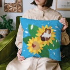Kotetsu diary(SUZURI店)のシェルティ＆ダックス×ひまわり Cushion