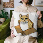 縁-yukari-のダンボールにゃんこ Cushion