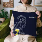 ビールとアート TM-3 Designの名画 × BEER（浮世絵男女）白線画-ネイビー Cushion