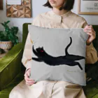 黒猫りゅうのちょっとだけ長い猫のクッションカバー Cushion