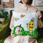 須田ふくろうの「キャンドルくんとライトくん」四つ葉のクローバー Cushion