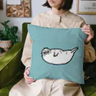 ぴすぴすのたてよこアザラシ 水色 Cushion