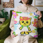 にゃんぴーのお花のうるにゃん（ぜんしん） Cushion