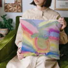 go80sのピーコックグリーンからす Cushion