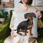 【CPPAS】Custom Pet Portrait Art Studioのかわいいダックスフントの子犬 - レンガブロックの背景 Cushion