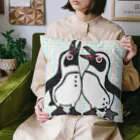 penguininkoの仲良く鳴き合うケープペンギン🐧背景ありC Cushion