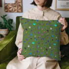 支配者様に投げ銭ショッッップの今までのいらすちょ/モスグリーン Cushion