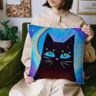 宇宙猫のクロネコと宇宙 Cushion