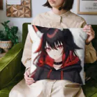 Red & Brack の狐耳パーカー Cushion