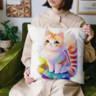 dolphineの上目遣いで見上げるrainbow cute cat Cushion