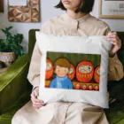 PETDOGSの達磨と少年 「Japanese folk art」 Cushion