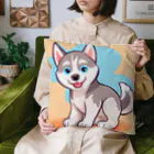 gobosyokaiのかわいいハスキーの子犬のイラストグッズC Cushion