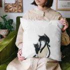 ChamarelliArtの黒猫の少女 Cushion