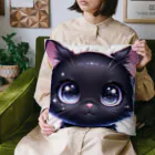 niko&PANDA shopのかわいい黒猫のクローズアップイラスト Cushion