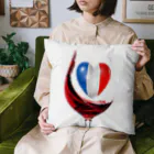 WINE 4 ALLの国旗とグラス：フランス（衣類） Cushion