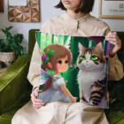 yoiyononakaの図書室の番猫と妖精 Cushion