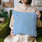 MolKaronのMolKaron7　アニマル柄の雨と霰と雹と雪の結晶にドット風　ブルー Cushion