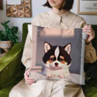 かわいい女の子とシュールな絵の子猫なしばちゃん Cushion