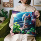 ニャーちゃんショップの宇宙船で植物を育てながら宇宙旅行している猫 Cushion