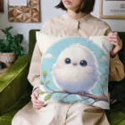 酉年による鳥好きのための鳥デザインの白くて真んまるなシマエナガ Cushion