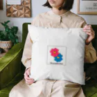 BLUE MINDのピンクの花と青い花　クッション Cushion