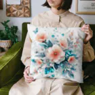 レベルUPの桃の花×エメラルド Cushion