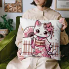 猫好き Japanの振り袖ねこ Cushion