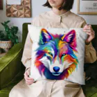 MK's SOLUTIONのカラフルなおおかみ Cushion