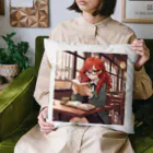 プリンゴブリンの赤毛の読書メガネさん Cushion