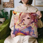 推しの美少女とアイドルのお祭りを楽しむ浴衣美少女 Cushion