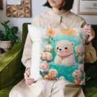 りんりんの可愛いシロクマちゃんショップ　かわいいよ！の水遊びをしている白熊 Cushion