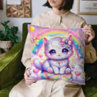 黒猫のluna　SUZURI支店のゆめかわ白にゃんこ(AI) Cushion