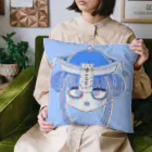 🥚🍏☠︎の末っ子のキョンシーちゃん(blue) Cushion