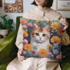 FLOWERアニマルのロココFLOWERキャットコスモス Cushion