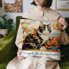 adarahの和風アートと三毛猫 Cushion