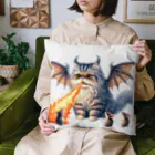 nekodoragonのブサカワ！火噴き猫ドラゴン　背景透過ver Cushion