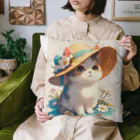 AQUAMETAVERSEの帽子をかぶった可愛い子猫 Marsa 106 Cushion